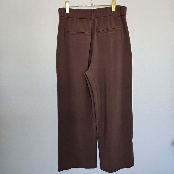 Abercrombie & Fitch | Tailored Pant Wide Leg Trouser Dark Brown, Womens Large - Picture 4 of 7